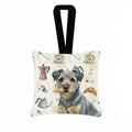 Blue and Tan Border Terrier Coffee Bar Hanging Square Fabric Ornament 3.5 � 3.5 Decorative Door-Knob & Tree Hanger, Soft Fabric
