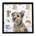 Grizzle and Tan Border Terrier Coffee Bar Framed Metal Print Bathroom, Kitchen, Office, Home Decor Wall Art Ready to Hang, Square, 8X8