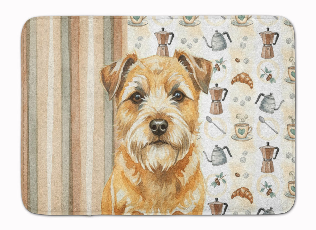 Wheaten Border Terrier Coffee Bar Memory Foam Kitchen Mat Machine Washable Anti-Fatigue Cushion Comfort Bath or Kitchen Rug