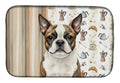 Brindle Boston Terrier Coffee Bar Dish Drying Mat Absorbent Dish Drying Mat Pad for Kitchen Counter Dish Drainer Mat for Countertop, 14 x 21", Multicolor