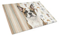 Brindle Boston Terrier Coffee Bar Cutting Board Tempered Glass Kitchen Cutting Surface, Heat Resistant Chopping, Non-Slip Feet, Food Prep & Serving