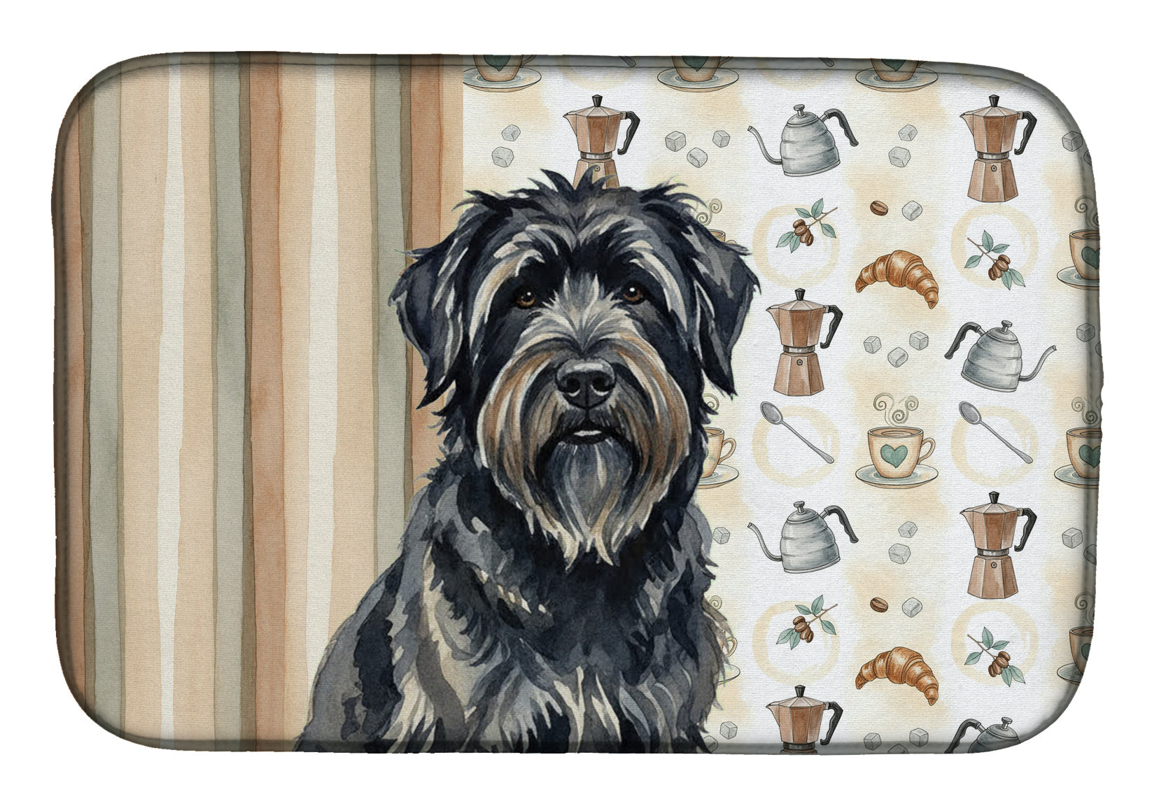 Bouvier des Flandres Coffee Bar Dish Drying Mat Absorbent Dish Drying Mat Pad for Kitchen Counter Dish Drainer Mat for Countertop, 14 x 21", Multicolor