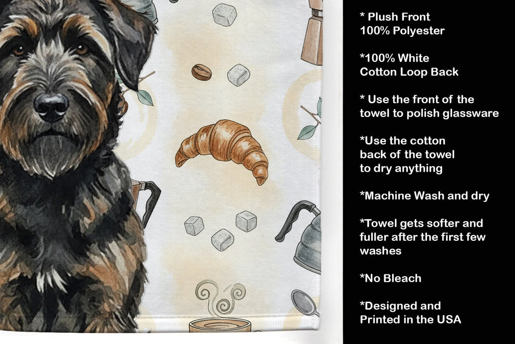 Brindle Bouvier des Flandres Coffee Bar Kitchen Towel Velour Plush Front and Cotton Loop Back Machine Washable