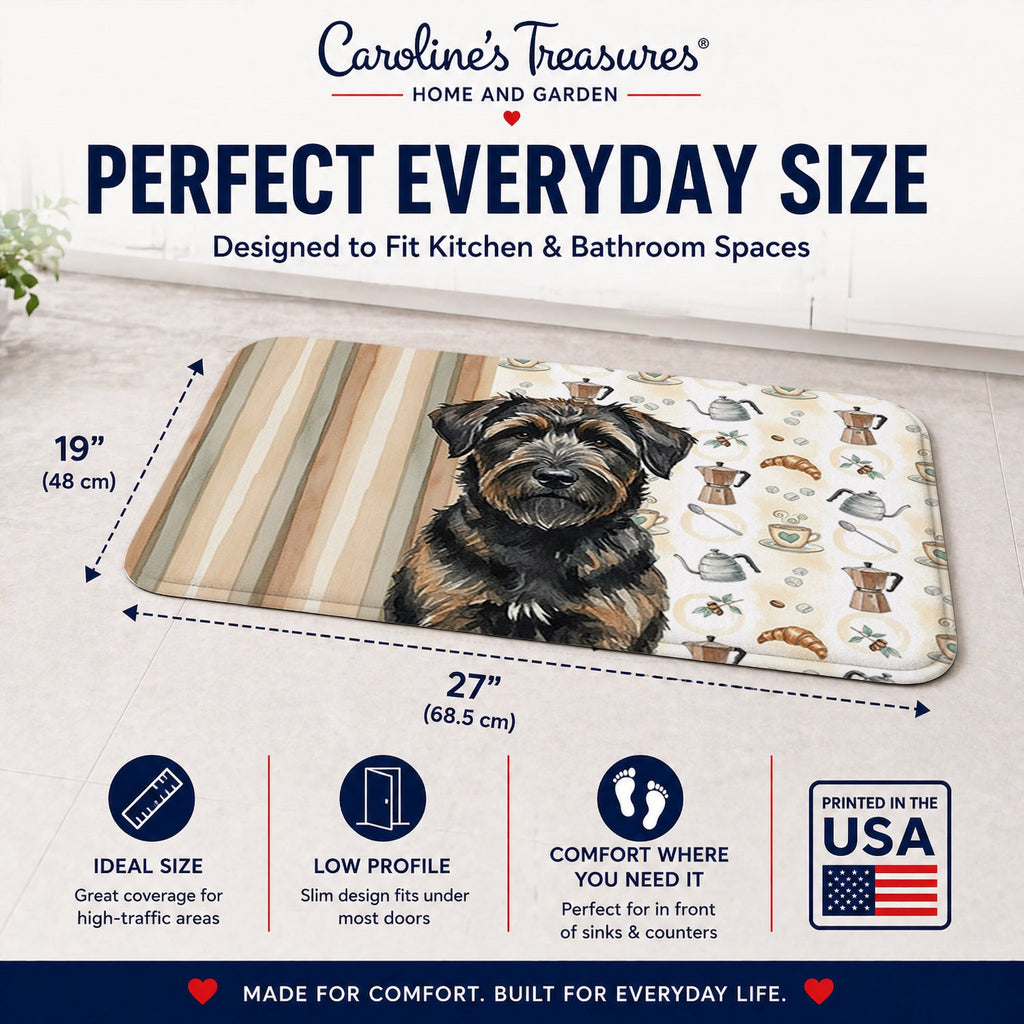Brindle Bouvier des Flandres Coffee Bar Memory Foam Kitchen Mat Machine Washable Anti-Fatigue Cushion Comfort Bath or Kitchen Rug