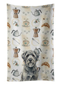 Gray Bouvier des Flandres Coffee Bar Kitchen Towel Velour Plush Front and Cotton Loop Back Machine Washable