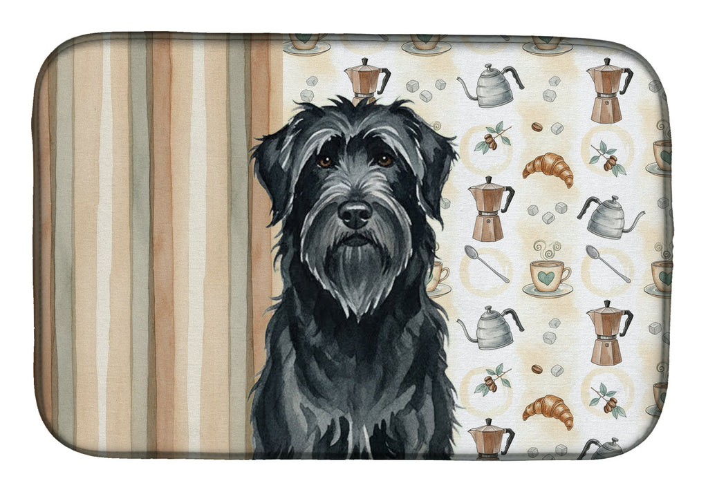 Black Briard Coffee Bar Dish Drying Mat Absorbent Dish Drying Mat Pad for Kitchen Counter Dish Drainer Mat for Countertop, 14 x 21", Multicolor