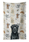 Black Briard Coffee Bar Kitchen Towel Velour Plush Front and Cotton Loop Back Machine Washable
