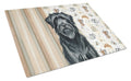 Black Briard Coffee Bar Cutting Board Tempered Glass Kitchen Cutting Surface, Heat Resistant Chopping, Non-Slip Feet, Food Prep & Serving