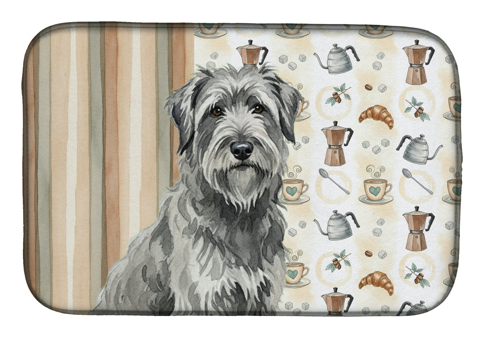 Gray Briard Coffee Bar Dish Drying Mat Absorbent Dish Drying Mat Pad for Kitchen Counter Dish Drainer Mat for Countertop, 14 x 21", Multicolor