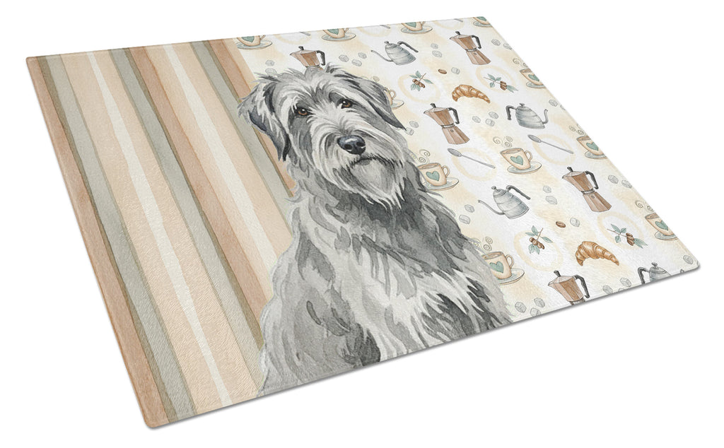 Gray Briard Coffee Bar Cutting Board Tempered Glass Kitchen Cutting Surface, Heat Resistant Chopping, Non-Slip Feet, Food Prep & Serving