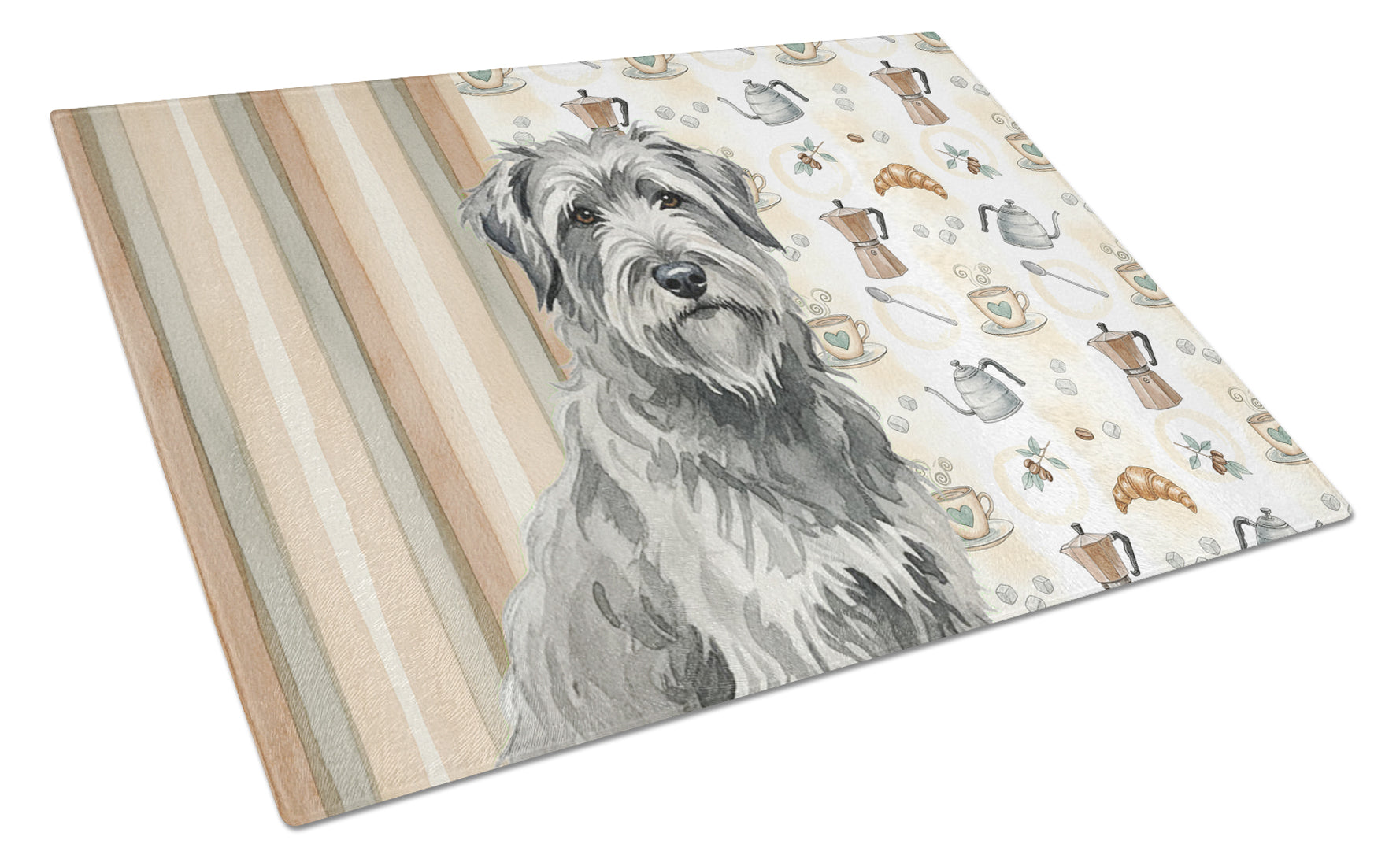Gray Briard Coffee Bar Cutting Board Tempered Glass Kitchen Cutting Surface, Heat Resistant Chopping, Non-Slip Feet, Food Prep & Serving