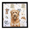 Tawny Briard Coffee Bar Framed Metal Print Bathroom, Kitchen, Office, Home Decor Wall Art Ready to Hang, Square, 8X8