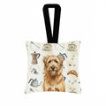 Tawny Briard Coffee Bar Hanging Square Fabric Ornament 3.5 � 3.5 Decorative Door-Knob & Tree Hanger, Soft Fabric