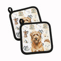 Tawny Briard Coffee Bar Pot Holder Set of 2 Heat Resistant Quilted Hot Pads 7.5 x 7.5 Inch, Insulated Kitchen Trivets for Cooking & Baking