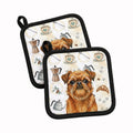 Belge Brussels Griffon Coffee Bar Pot Holder Set of 2 Heat Resistant Quilted Hot Pads 7.5 x 7.5 Inch, Insulated Kitchen Trivets for Cooking & Baking