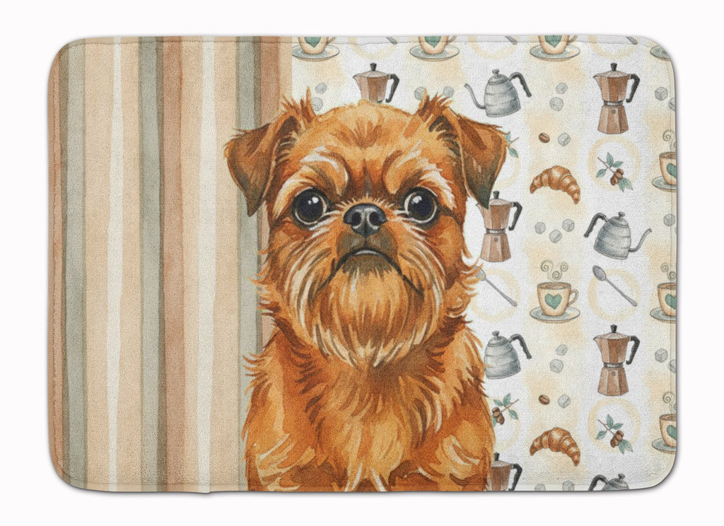Belge Brussels Griffon Coffee Bar Memory Foam Kitchen Mat Machine Washable Anti-Fatigue Cushion Comfort Bath or Kitchen Rug