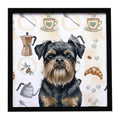 Black and Tan Brussels Griffon Coffee Bar Framed Metal Print Bathroom, Kitchen, Office, Home Decor Wall Art Ready to Hang, Square, 8X8