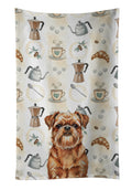 Red Brussels Griffon Coffee Bar Kitchen Towel Velour Plush Front and Cotton Loop Back Machine Washable