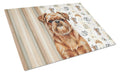 Red Brussels Griffon Coffee Bar Cutting Board Tempered Glass Kitchen Cutting Surface, Heat Resistant Chopping, Non-Slip Feet, Food Prep & Serving
