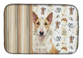 Fawn and White Bull Terrier Coffee Bar Dish Drying Mat Absorbent Dish Drying Mat Pad for Kitchen Counter Dish Drainer Mat for Countertop, 14 x 21", Multicolor