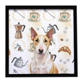 Fawn and White Bull Terrier Coffee Bar Framed Metal Print Bathroom, Kitchen, Office, Home Decor Wall Art Ready to Hang, Square, 8X8
