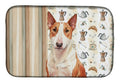 Red and White Bull Terrier Coffee Bar Dish Drying Mat Absorbent Dish Drying Mat Pad for Kitchen Counter Dish Drainer Mat for Countertop, 14 x 21", Multicolor