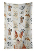 Red and White Bull Terrier Coffee Bar Kitchen Towel Velour Plush Front and Cotton Loop Back Machine Washable
