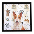 Red and White Bull Terrier Coffee Bar Framed Metal Print Bathroom, Kitchen, Office, Home Decor Wall Art Ready to Hang, Square, 8X8