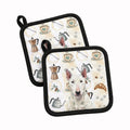 White Bull Terrier Coffee Bar Pot Holder Set of 2 Heat Resistant Quilted Hot Pads 7.5 x 7.5 Inch, Insulated Kitchen Trivets for Cooking & Baking