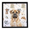 Bullmastiff Coffee Bar Framed Metal Print Bathroom, Kitchen, Office, Home Decor Wall Art Ready to Hang, Square, 8X8