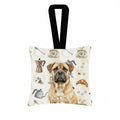 Bullmastiff Coffee Bar Hanging Square Fabric Ornament 3.5 � 3.5 Decorative Door-Knob & Tree Hanger, Soft Fabric