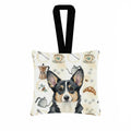 Black and White Cardigan Welsh Corgi Coffee Bar Hanging Square Fabric Ornament 3.5 � 3.5 Decorative Door-Knob & Tree Hanger, Soft Fabric