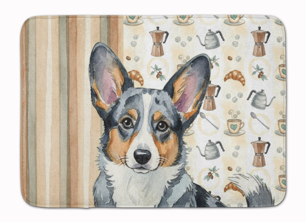 Blue Merle Cardigan Welsh Corgi Coffee Bar Memory Foam Kitchen Mat Machine Washable Anti-Fatigue Cushion Comfort Bath or Kitchen Rug