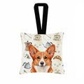 Red Cardigan Welsh Corgi Coffee Bar Hanging Square Fabric Ornament 3.5 � 3.5 Decorative Door-Knob & Tree Hanger, Soft Fabric