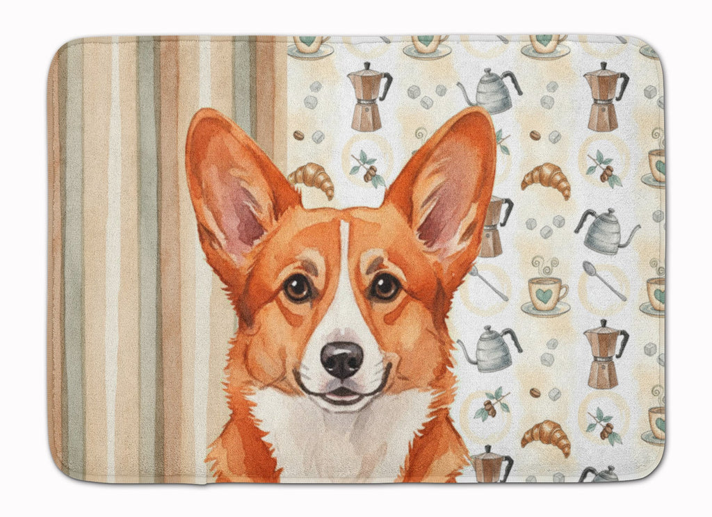 Red Cardigan Welsh Corgi Coffee Bar Memory Foam Kitchen Mat Machine Washable Anti-Fatigue Cushion Comfort Bath or Kitchen Rug