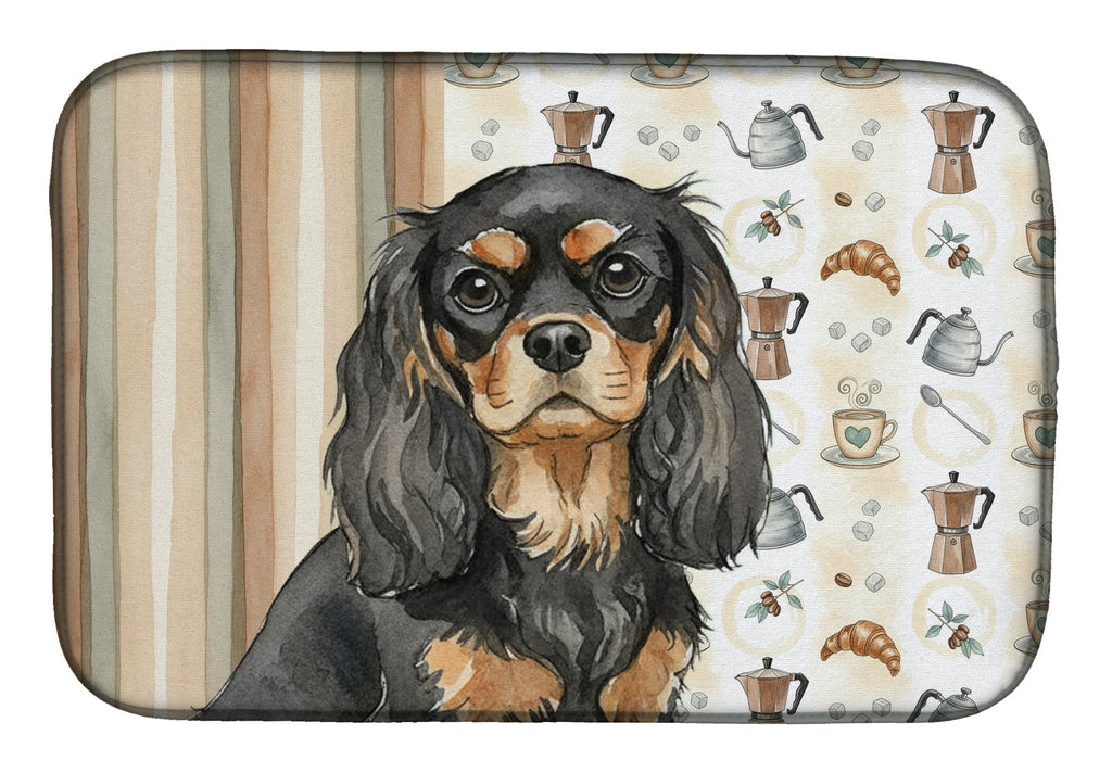 Black and Tan Cavalier Spaniel Coffee Bar Dish Drying Mat Absorbent Dish Drying Mat Pad for Kitchen Counter Dish Drainer Mat for Countertop, 14 x 21", Multicolor
