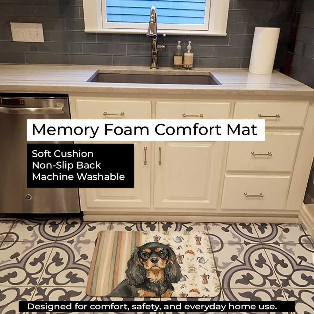 Black and Tan Cavalier Spaniel Coffee Bar Memory Foam Kitchen Mat Machine Washable Anti-Fatigue Cushion Comfort Bath or Kitchen Rug
