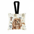 Ruby Cavalier Spaniel Coffee Bar Hanging Square Fabric Ornament 3.5 � 3.5 Decorative Door-Knob & Tree Hanger, Soft Fabric
