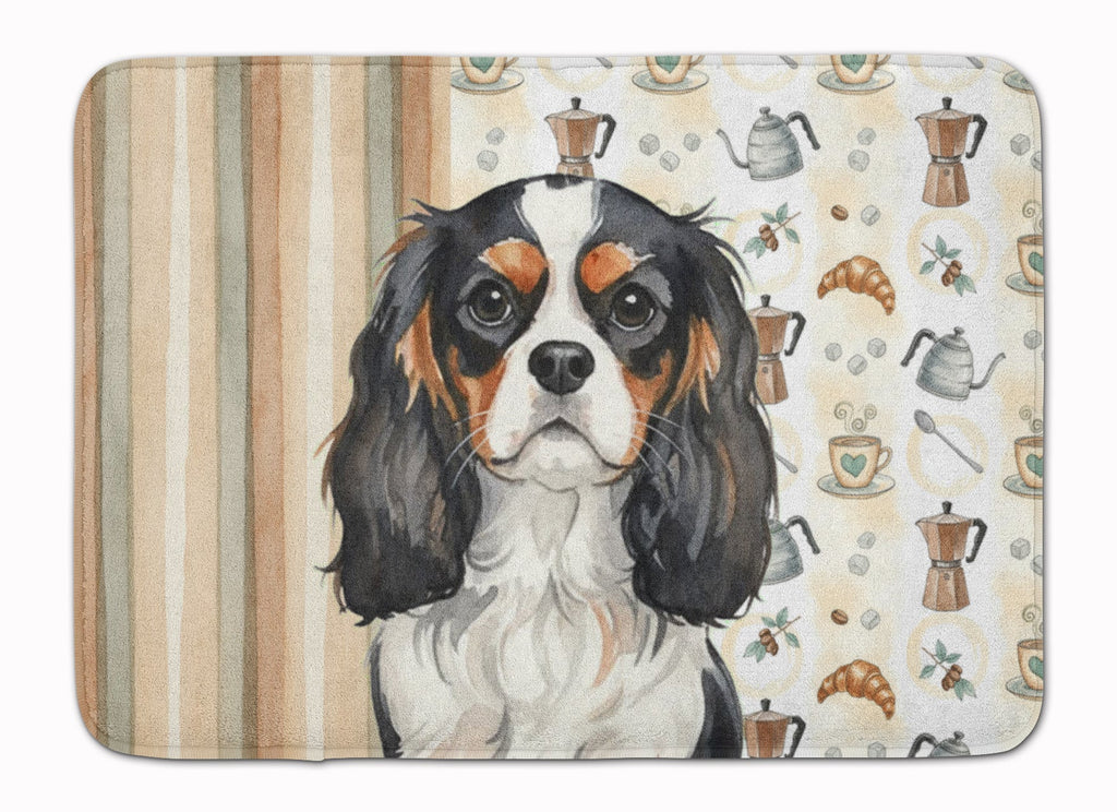 Tricolor Cavalier Spaniel Coffee Bar Memory Foam Kitchen Mat Machine Washable Anti-Fatigue Cushion Comfort Bath or Kitchen Rug