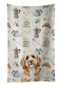 Cavapoo Coffee Bar Kitchen Towel Velour Plush Front and Cotton Loop Back Machine Washable