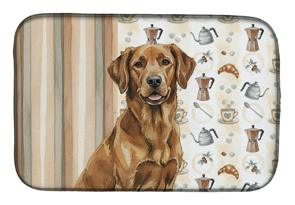 Chesapeake Bay Retriever Coffee Bar Dish Drying Mat Absorbent Dish Drying Mat Pad for Kitchen Counter Dish Drainer Mat for Countertop, 14 x 21", Multicolor