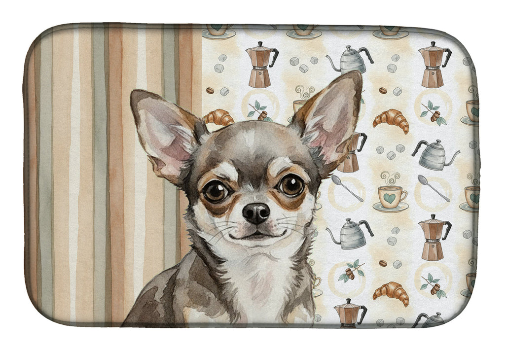 Chihuahua Coffee Bar Dish Drying Mat Absorbent Dish Drying Mat Pad for Kitchen Counter Dish Drainer Mat for Countertop, 14 x 21", Multicolor