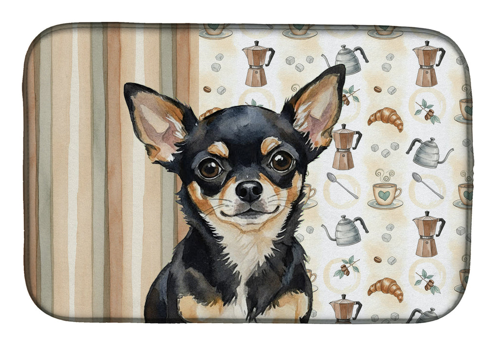 Black and Tan Chihuahua Coffee Bar Dish Drying Mat Absorbent Dish Drying Mat Pad for Kitchen Counter Dish Drainer Mat for Countertop, 14 x 21", Multicolor