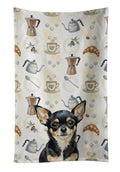 Black and Tan Chihuahua Coffee Bar Kitchen Towel Velour Plush Front and Cotton Loop Back Machine Washable