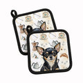 Black and Tan Chihuahua Coffee Bar Pot Holder Set of 2 Heat Resistant Quilted Hot Pads 7.5 x 7.5 Inch, Insulated Kitchen Trivets for Cooking & Baking