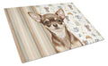 Chocolate Chihuahua Coffee Bar Cutting Board Tempered Glass Kitchen Cutting Surface, Heat Resistant Chopping, Non-Slip Feet, Food Prep & Serving