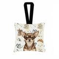 Chocolate Chihuahua Coffee Bar Hanging Square Fabric Ornament 3.5 � 3.5 Decorative Door-Knob & Tree Hanger, Soft Fabric