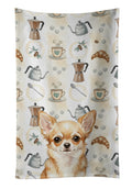 Fawn Chihuahua Coffee Bar Kitchen Towel Velour Plush Front and Cotton Loop Back Machine Washable
