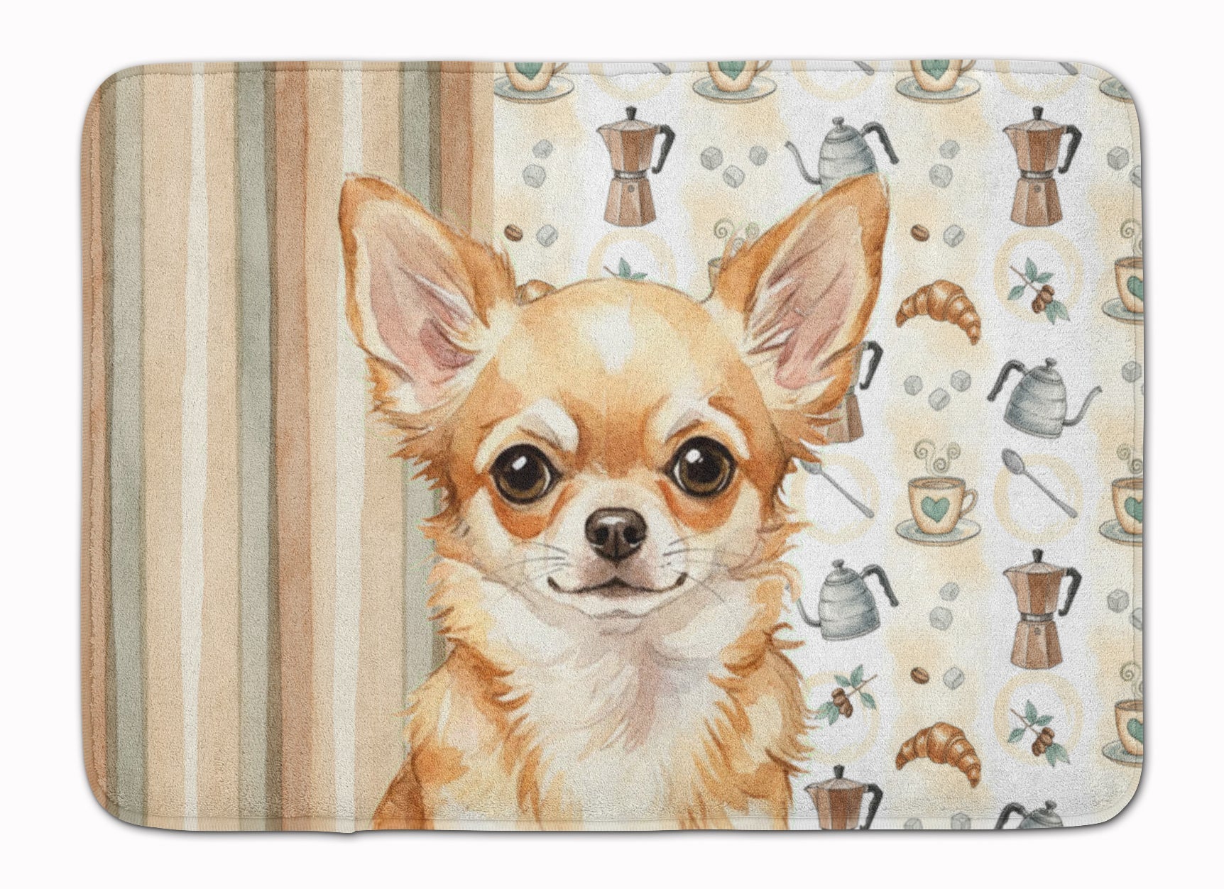 Fawn Chihuahua Coffee Bar Memory Foam Kitchen Mat Machine Washable Anti-Fatigue Cushion Comfort Bath or Kitchen Rug