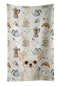 Cream Chihuahua Coffee Bar Kitchen Towel Velour Plush Front and Cotton Loop Back Machine Washable